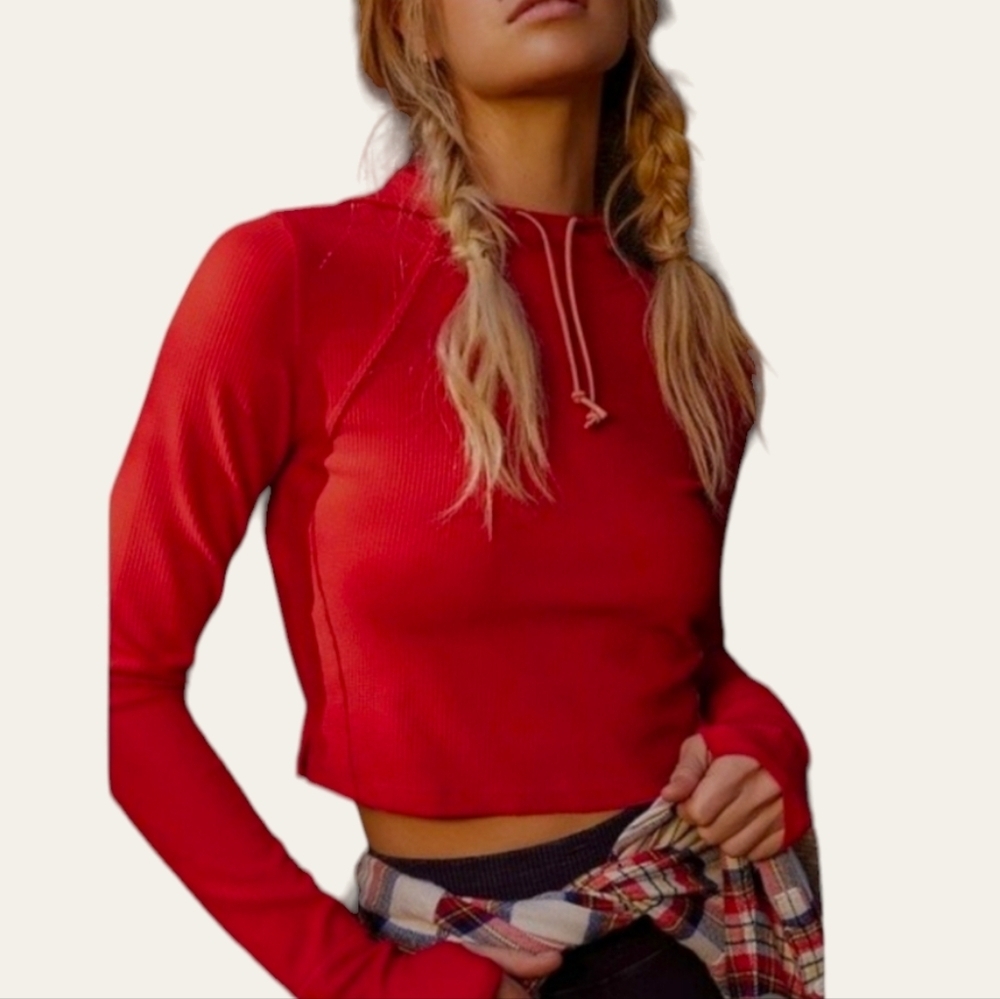 Free People Movement Red  Glamp Out Hoodie